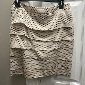 White House black market skirt cream with black polka dots
